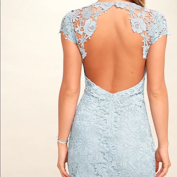 LULU’S | Romance Language Light Blue Backless Dress - Picture 2 of 3